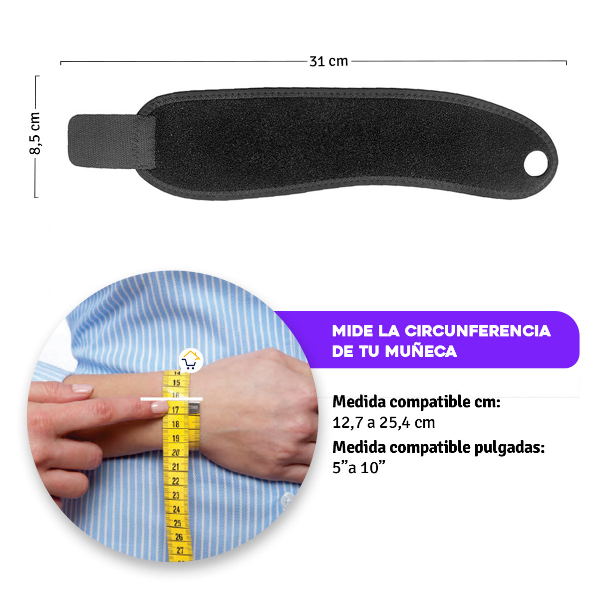 Muñequera Deportiva Banda Elástica Ambidiestra Túnel Carpiano 739